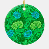 William Morris Chrysanthemums, Lime Green & Aqua C Keramisch Ornament (Achterkant)