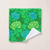 William Morris Chrysanthemums, Lime Green en Aqua Bad Handdoek (Wasdoekje)