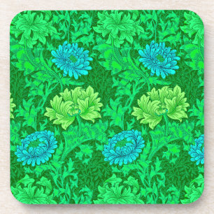 William Morris Chrysanthemums, Lime Green en Aqua Bier Onderzetter