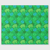 William Morris Chrysanthemums, Lime Green en Aqua Cadeaupapier (Vlak)