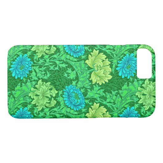 William Morris Chrysanthemums, Lime Green en Aqua Case-Mate iPhone Case (Achterkant (Horizontaal))