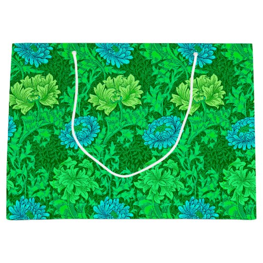 William Morris Chrysanthemums, Lime Green en Aqua Groot Cadeauzakje (Voorkant)