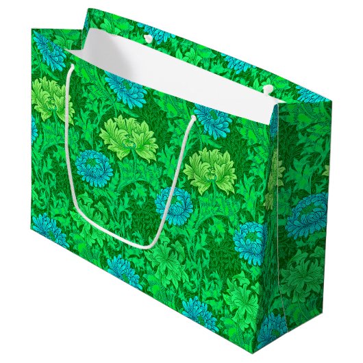 William Morris Chrysanthemums, Lime Green en Aqua Groot Cadeauzakje (Voorkant Gekanteld)
