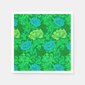 William Morris Chrysanthemums, Lime Green en Aqua Servet (Voorkant)