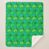 William Morris Chrysanthemums, Lime Green en Aqua Sherpa Deken (Voorkant)