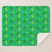 William Morris Chrysanthemums, Lime Green en Aqua Sherpa Deken (Voorkant (horizontaal))