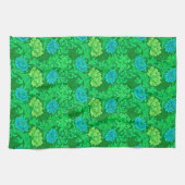 William Morris Chrysanthemums, Lime Green en Aqua Theedoek (Horizontaal)