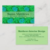 William Morris Chrysanthemums, Lime Green en Aqua Visitekaartje (Voorkant / Achterkant)