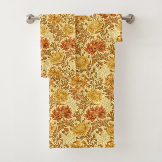 William Morris Chrysanthemums, Mustard Gold Bad Handdoek (Insitu)