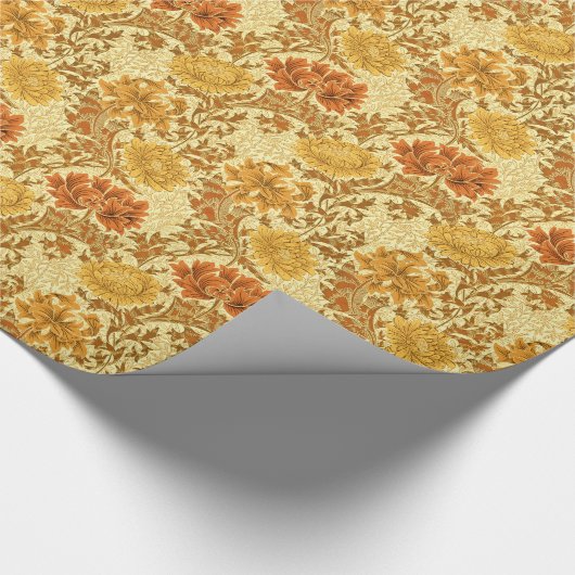 William Morris Chrysanthemums, Mustard Gold Cadeaupapier (Hoek)