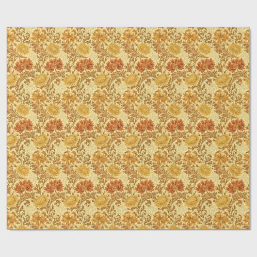 William Morris Chrysanthemums, Mustard Gold Cadeaupapier (Vlak)