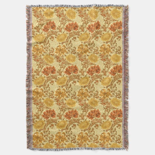William Morris Chrysanthemums, Mustard Gold Deken (Voorkant Verticaal)