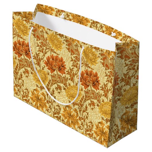 William Morris Chrysanthemums, Mustard Gold Groot Cadeauzakje (Achterkant Gekanteld)