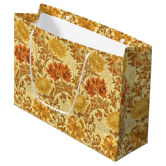 William Morris Chrysanthemums, Mustard Gold Groot Cadeauzakje (Voorkant Gekanteld)