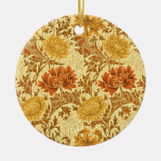 William Morris Chrysanthemums, Mustard Gold Keramisch Ornament (Voorkant)