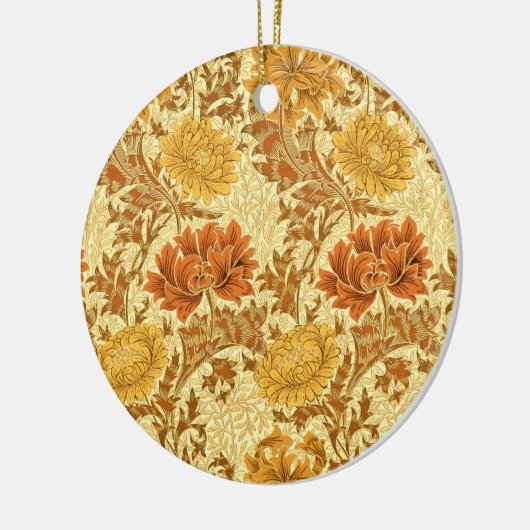 William Morris Chrysanthemums, Mustard Gold Keramisch Ornament (Links)