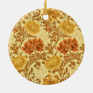 William Morris Chrysanthemums, Mustard Gold Keramisch Ornament