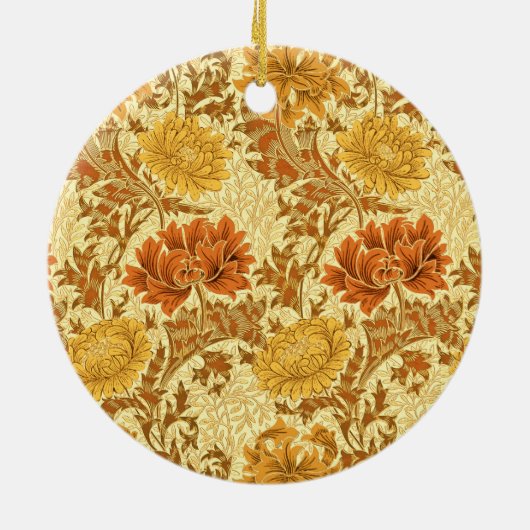 William Morris Chrysanthemums, Mustard Gold Keramisch Ornament (Achterkant)