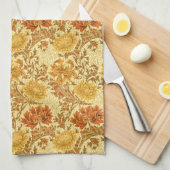 William Morris Chrysanthemums, Mustard Gold Theedoek (Quarter Fold)