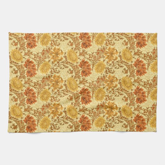 William Morris Chrysanthemums, Mustard Gold Theedoek (Horizontaal)