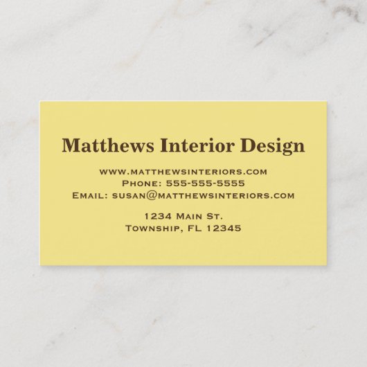 William Morris Chrysanthemums, Mustard Gold Visitekaartje (Achterkant)