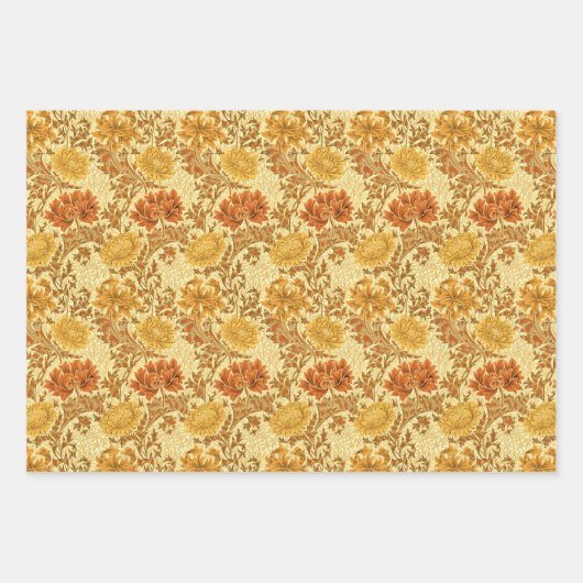 William Morris Chrysanthemums, Rust, Green & Gold  Inpakpapier Vel (Voorkant 3)