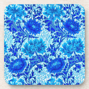 William Morris Chrysanthemums Shades of Denim Blue Bier Onderzetter