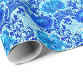 William Morris Chrysanthemums Shades of Denim Blue Cadeaupapier (Rol Hoek)