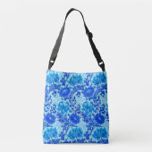 William Morris Chrysanthemums Shades of Denim Blue Crossbody Tas (Achterkant)