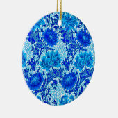 William Morris Chrysanthemums Shades of Denim Blue Keramisch Ornament (Rechts)