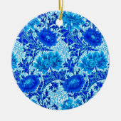 William Morris Chrysanthemums Shades of Denim Blue Keramisch Ornament (Voorkant)