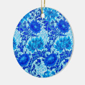 William Morris Chrysanthemums Shades of Denim Blue Keramisch Ornament (Links)