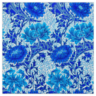 William Morris Chrysanthemums Shades of Denim Blue Stof