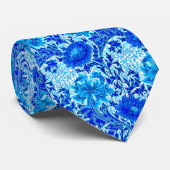 William Morris Chrysanthemums Shades of Denim Blue Stropdas (Opgerold)