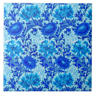 William Morris Chrysanthemums Shades of Denim Blue Tegeltje