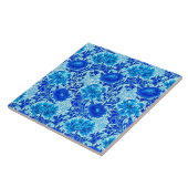 William Morris Chrysanthemums Shades of Denim Blue Tegeltje (Zijkant)