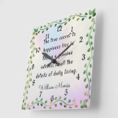 William Morris citaat, Het echte geheim tot.. Vierkante Klok (Hoek)