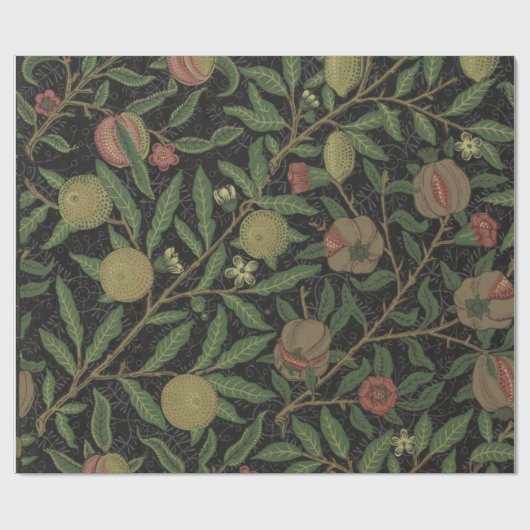 William Morris Citrus en Pomegranate Print Paper Cadeaupapier (Vlak)