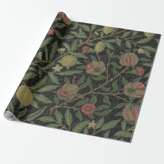 William Morris Citrus en Pomegranate Print Paper Cadeaupapier (Uitgerold)