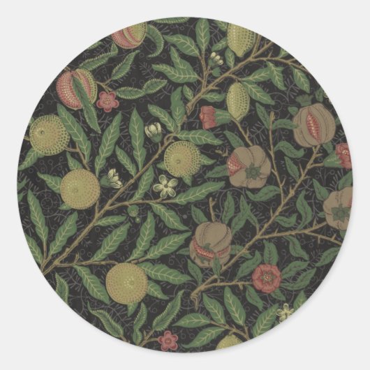 William Morris Citrus en Pomegranate Print Ronde Sticker (Voorkant)