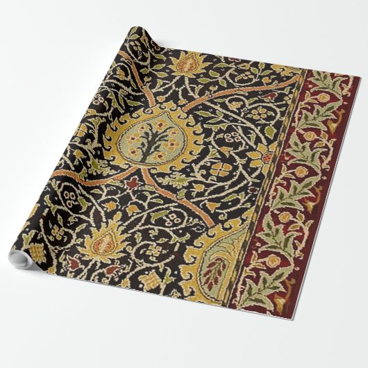 William Morris Classic Carpet Art Print Design Cadeaupapier (Uitgerold)