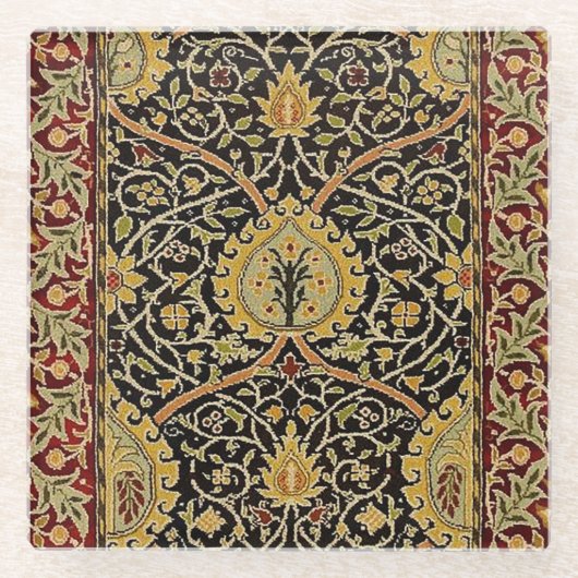 William Morris Classic Carpet Art Print Design Glazen Onderzetter (Voorkant)