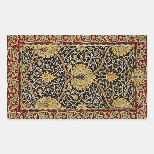 William Morris Classic Carpet Art Print Design Rechthoekige Sticker (Voorkant)