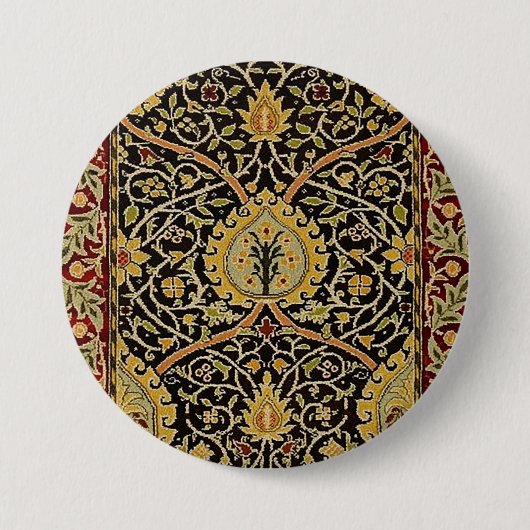 William Morris Classic Carpet Art Print Design Ronde Button 7,6 Cm (Voorkant)