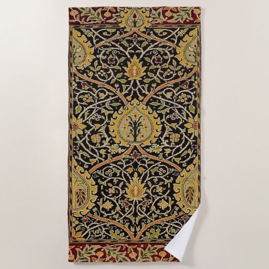 William Morris Classic Carpet Art Print Design Strandlaken (Voorkant)