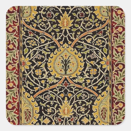 William Morris Classic Carpet Art Print Design Vierkante Sticker (Voorkant)
