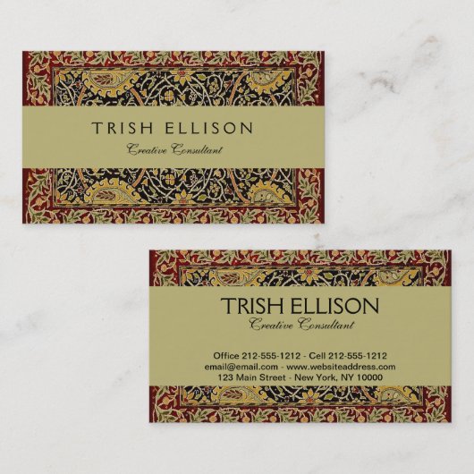 William Morris Classic Carpet Art Print Design Visitekaartje (Voorkant / Achterkant)