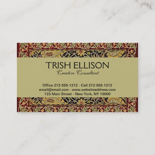 William Morris Classic Carpet Art Print Design Visitekaartje (Achterkant)