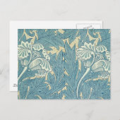 William Morris Classic Tulip Blue Floral Briefkaart (Voorkant / Achterkant)