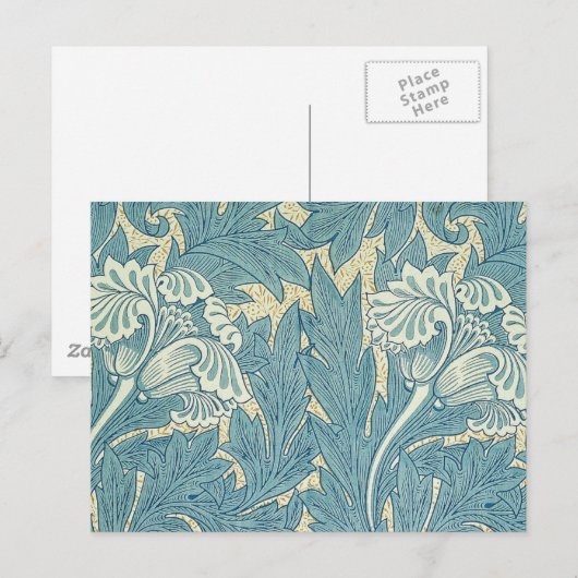 William Morris Classic Tulip Blue Floral Briefkaart (Voorkant / Achterkant)